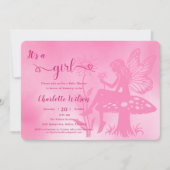 女の子です！妖精のキノコと花のベイビーシャワー 招待状 (正面)