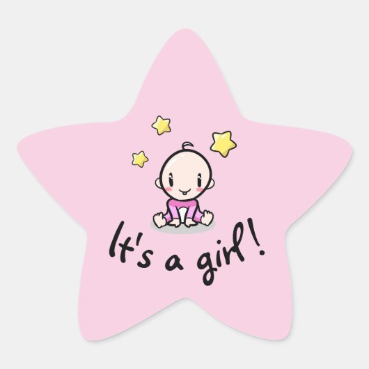 女の子です！新生児、星型シール 星シール (正面)