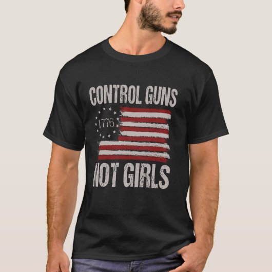 女の子ではなく銃を制御 Tシャツ (正面)