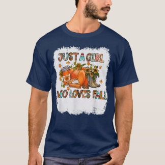 女の子でカボチャの秋が大好き秋Th Tシャツ