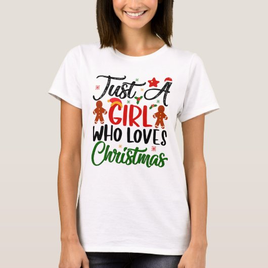 女の子でクリスマスが大好き Tシャツ (正面)