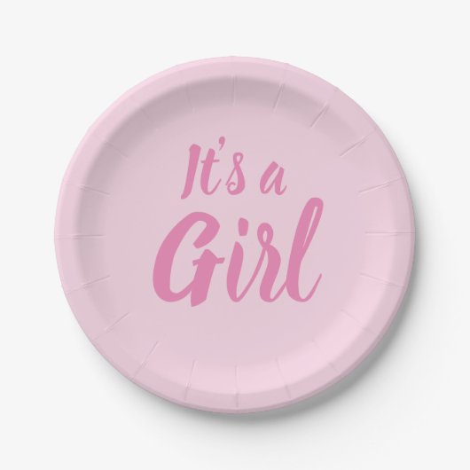 女の子で淡いピンクの赤ちゃんシャワー性別が明らかに ペーパープレート (正面)