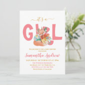 女の子で美しい眠いキツネベビーシャワーInvi 招待状 (スタンド正面)