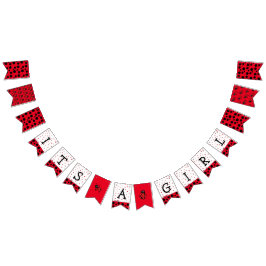 女の子で赤いラディバグ赤ちゃんシャワーのバナー バンティングフラッグ