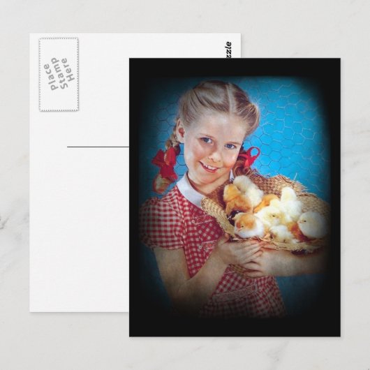 『女の子とひよこ』 ポストカード (正面/裏面)