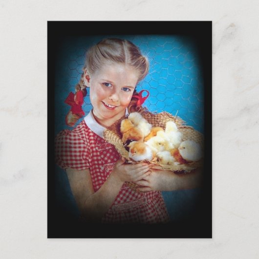 『女の子とひよこ』 ポストカード (正面)