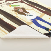 女の子とオウム シェルパブランケット (3/4)