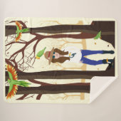 女の子とオウム シェルパブランケット (正面(横))