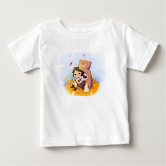 女の子とクマのトドラーTシャツ ベビーTシャツ