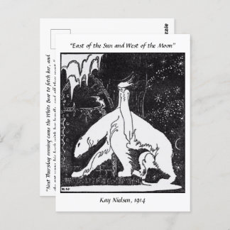 女の子とクマのヴィンテージ童話イラストレーション ポストカード