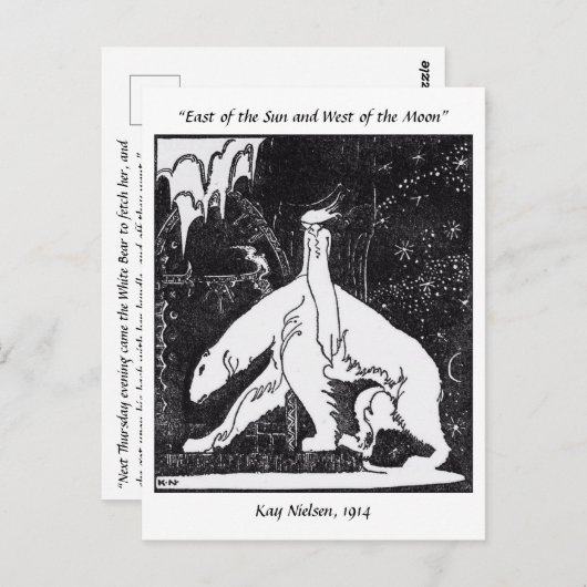 女の子とクマのヴィンテージ童話イラストレーション ポストカード (正面/裏面)