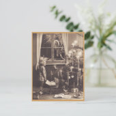 女の子とクリスマスツリーのヴィンテージはがき シーズンポストカード (スタンド正面)