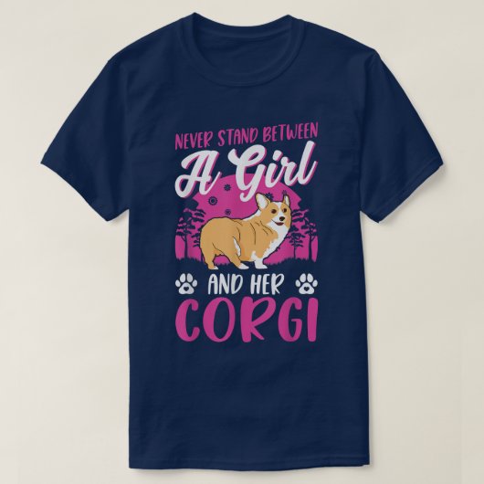 女の子とコルギの間に立つな Tシャツ (デザイン正面)