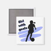 女の子とゴール磁石 マグネット (正面/裏面)