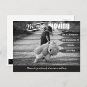 女の子とテディベア |お知らせカードの移動 ポストカード (正面/裏面)