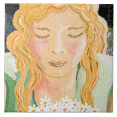 女の子とデイジー タイル (正面)