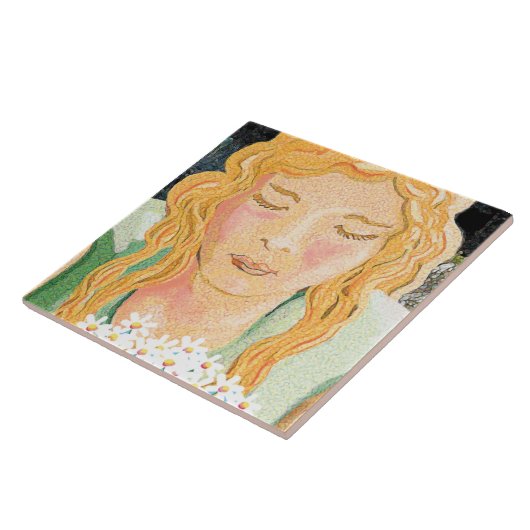 女の子とデイジー タイル (側面)