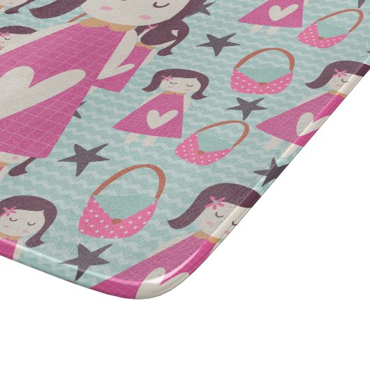 女の子とハンドバッグ カッティングボード (角)