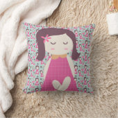 女の子とハンドバッグ クッション (ブランケット)