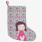 女の子とハンドバッグ スモールクリスマスストッキング (正面)