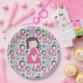 女の子とハンドバッグ ペーパープレート (パーティー)