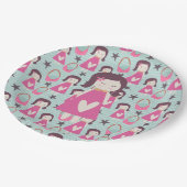 女の子とハンドバッグ ペーパープレート (アングル)