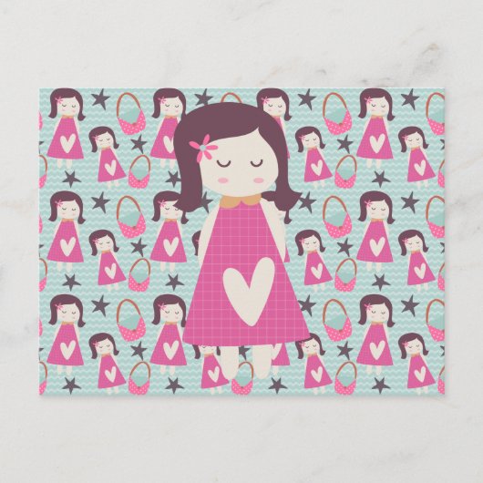 女の子とハンドバッグ ポストカード (正面)