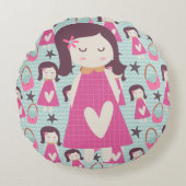 女の子とハンドバッグ ラウンドクッション (正面)