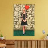 女の子とハート キャンバスプリント (インサイチュ (リビング))