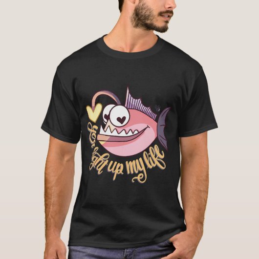 女の子とペンギンのハートフィッシング Tシャツ (正面)
