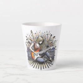 女の子とミュージカル カフェラテマグ