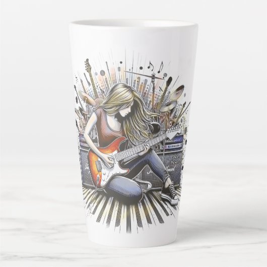 女の子とミュージカル カフェラテマグ (正面)