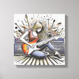 女の子とミュージカル キャンバスプリント