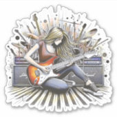 女の子とミュージカル シール (正面)