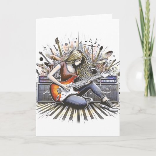 女の子とミュージカル ノートカード (正面)