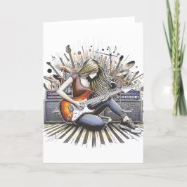 女の子とミュージカル ノートカード