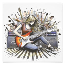 女の子とミュージカル フォトプリント           