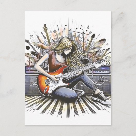 女の子とミュージカル ポストカード (正面)