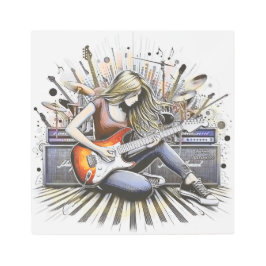 女の子とミュージカル メタルプリント