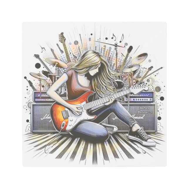 女の子とミュージカル メタルプリント (正面)