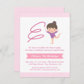 女の子とリボンの体操 キッズ誕生日パーティー 招待状 (正面/裏面)