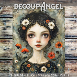 女の子とワイルドフラワーデコページ 薄葉紙