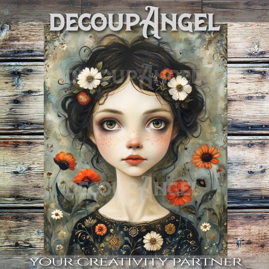 女の子とワイルドフラワーデコページ 薄葉紙