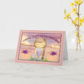 . .女の子と一緒のおばあちゃんの感謝状 カード (黄色い花)