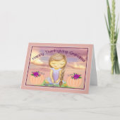 . .女の子と一緒のおばあちゃんの感謝状 カード (正面)