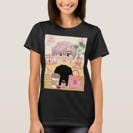 女の子と化粧 Tシャツ (正面)