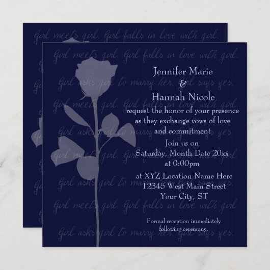 女の子と女の子 招待状 (正面/裏面)