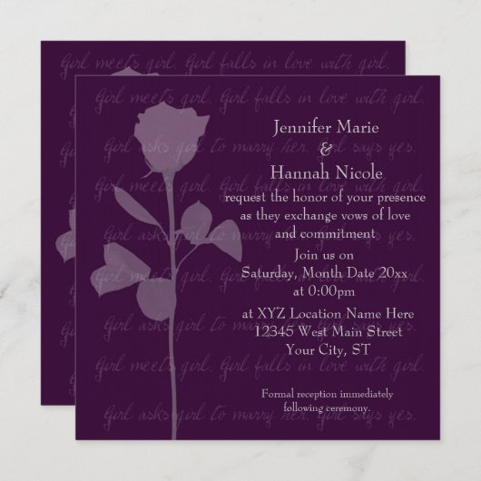 女の子と女の子 招待状 (正面/裏面)