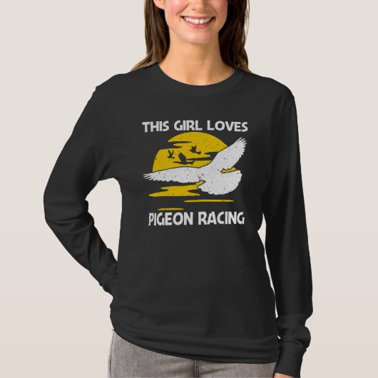 女の子と子供のためのクールな鳩レース 伝書鳩 Tシャツ (正面)