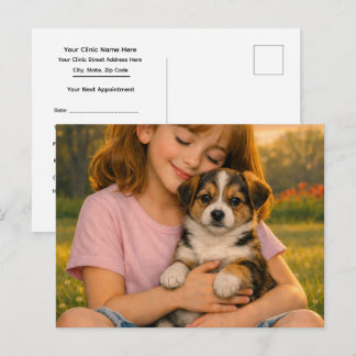 女の子と子犬の予約リマインダーポストカード ポストカード